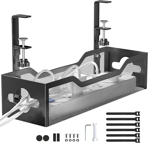 Under Desk Tray No-Drill Metal Mesh Cable Tray