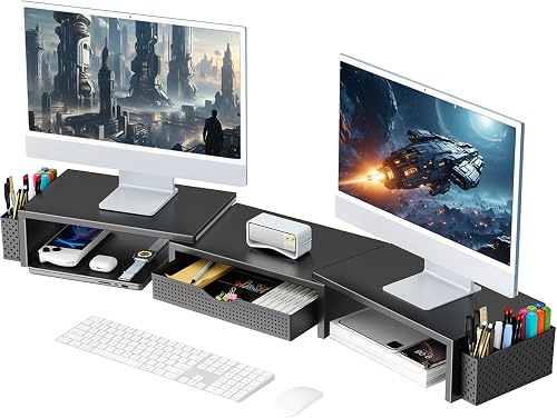gianotter Dual Monitor Riser with Drawer